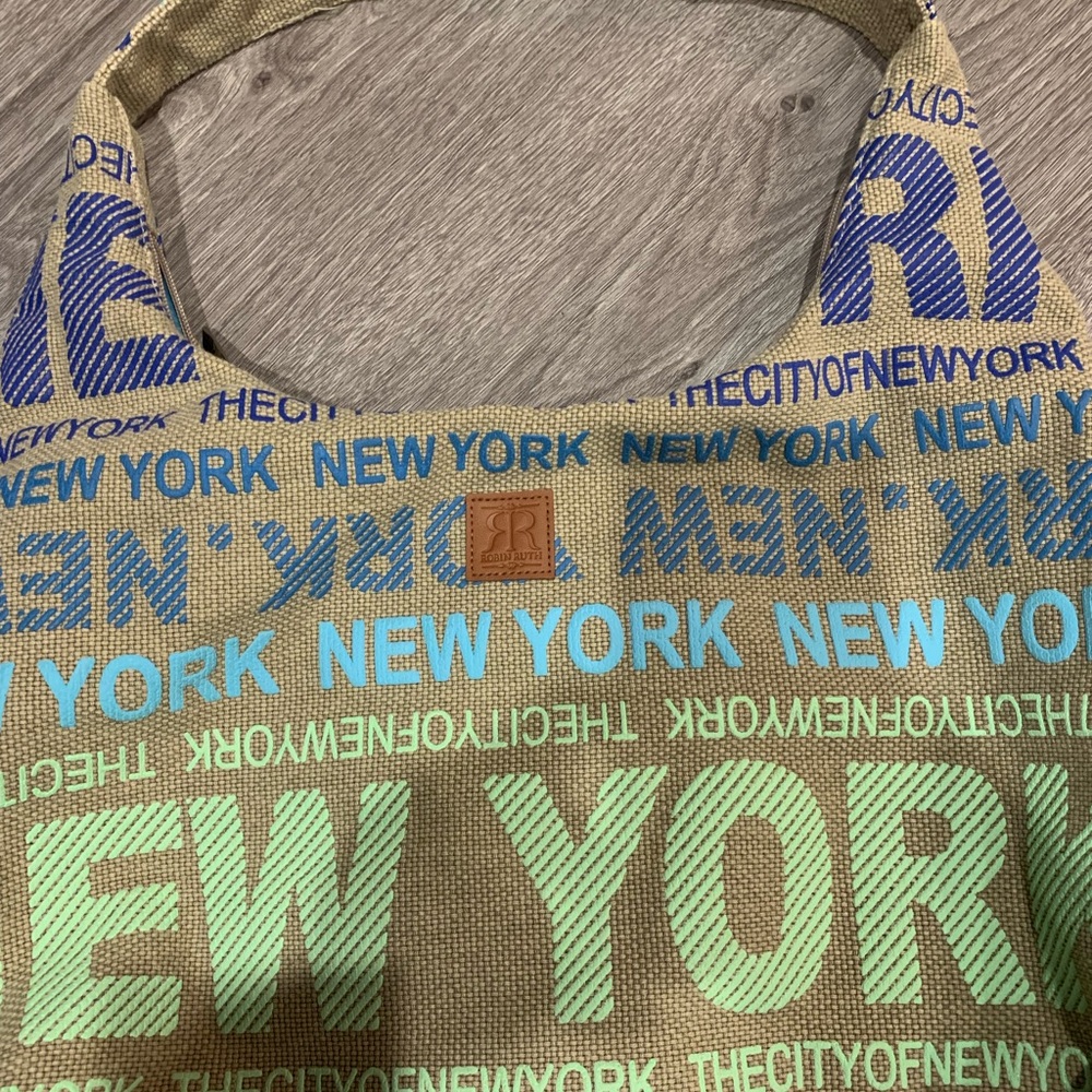 Robin Ruth Tan and Blue New York Tote